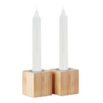 Ensemble de 2 bougies de table et 2 supports en bambou.-Bois-8719941054318