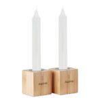 Ensemble de 2 bougies de table et 2 supports en bambou.-Bois-8719941054318-5