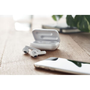 Ensemble de 2 écouteurs True Wireless Stéréo (TWS) 5.0 avec batterie 30 mAh intégrée. Temps de lecture env. 3 heures. Comprend un câble de charge micro USB et une station de charge de 185 mAh.-Blanc-8719941050587-4