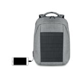 Sac à  dos polyester 600D 2 tons avec chargeur solaire intégré et port USB. Temps charge env. 6h au soleil. 2 compartiments principaux (pour PC  13''). Poches intérieures. Dos et bretelles matelassées.-Noir-8719941041356-2