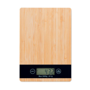 Balance de cuisine numérique en bambou et ABS. Capacité maximale de 5 kg. 2 piles AAA non incluses.-Bois-8719941053274-3