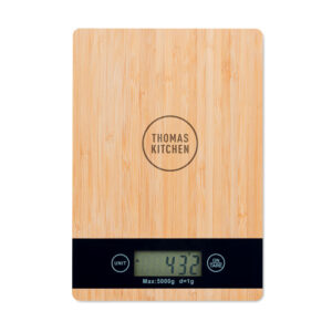 Balance de cuisine numérique en bambou et ABS. Capacité maximale de 5 kg. 2 piles AAA non incluses.-Bois-8719941053274-5