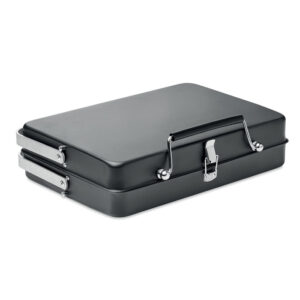 Barbecue portable en acier inoxydable de type valise avec grille à  couches et support au fond.-Noir-8719941054912-3