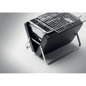 Barbecue portable en acier inoxydable de type valise avec grille à  couches et support au fond.-Noir-8719941054912-6
