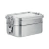 Lunch box en acier inoxydable 2 compartiments avec des fermetures latérales solides et sà»res. Contenance 1200 ml.-Argent mat-8719941052604