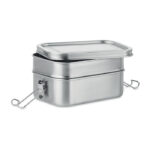 Lunch box en acier inoxydable 2 compartiments avec des fermetures latérales solides et sà»res. Contenance 1200 ml.-Argent mat-8719941052604-3