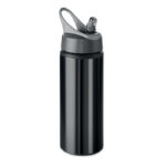 Bouteille simple paroi en aluminium avec embout pliable dans le couvercle et la poignée. Capacité 600 ml. Anti fuite.-Noir-8719941046573