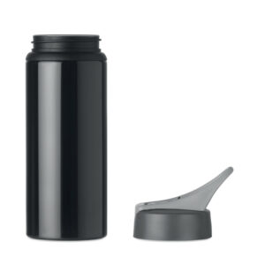 Bouteille simple paroi en aluminium avec embout pliable dans le couvercle et la poignée. Capacité 600 ml. Anti fuite.-Noir-8719941046573-6