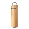 Gourde à  vide isolante à  double paroi en acier inoxydable/bambou avecinfuseur de thé supplémentaire à  l'intérieur. Contenance : 400 ml. Sansfuite.-Bois-8719941053502