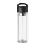 avec couvercle en PP et infuseur à  thé. Capacité 380 ml. Anti fuite. La gravure au laser n'est pas possible sur le verre borosilicate.-Transparent-8719941045255-1