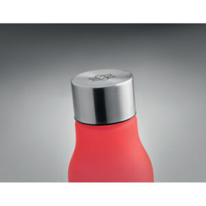 Bouteille en RPET avec finition caoutchoutée et acier inoxydable.  Bouchon intérieur en RPET et anneau en silicone. Sans BPA. Anti fuite. Contenance : 600 ml. Ne convient pas aux boissons gazeusesAnti fuite.-Transparent Rouge-8719941052895-6