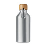 Bouteille en aluminium à  simple paroi avec bouchon en bambou et mousqueton. Capacité : 400 ml. Le mousqueton n'est pas fait pour l'escalade.-Argent mat-8719941056756-2