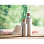 Bouteille en aluminium à  simple paroi avec bouchon en bambou et mousqueton. Capacité : 400 ml. Le mousqueton n'est pas fait pour l'escalade.-Argent mat-8719941056756-4
