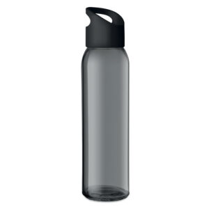 Bouteille en verre avec couvercle en PP permettant la suspension. Contenance 470 ml. Ne convient pas aux boissons gazeuses. Anti fuite.-Noir-8719941043732