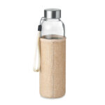 Bouteille en verre dans une housse en néoprène et jute. Contenance : 500 ml. Ne convient pas aux boissons gazeuses. Anti fuite.-Beige-8719941051447-3