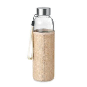 Bouteille en verre dans une housse en néoprène et jute. Contenance : 500 ml. Ne convient pas aux boissons gazeuses. Anti fuite.-Beige-8719941051447-3