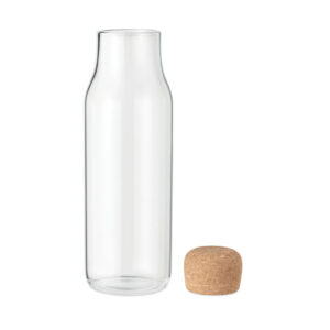 Bouteille en verre borosilicaté avec couvercle en liège.  Contenance : 1L.-Transparent-8719941054028-3