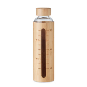 Bouteille en verre borosilicaté avec couvercle en bambou et détail de graduation. Capacité : 600 ml.-Bois-8719941055032-2