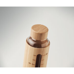 Bouteille en verre borosilicaté avec couvercle en bambou et détail de graduation. Capacité : 600 ml.-Bois-8719941055032-6