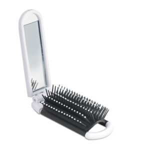 Brosse pliable avec miroir. Plastique.-Blanc-8719941016378-1