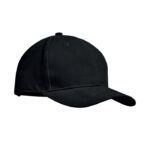 Casquette de baseball à  6 pans en coton épais brossé avec fermeture par boucle métal. Taille 7 1/4.-Noir-8719941041387