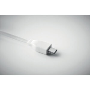 Porte-clés en bambou avec câble de chargement USB-A vers Micro-B (broche 2 en 1) et type C. Le bambou est un produit naturel