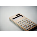 Calculatrice 12 chiffres à  double alimentation (pile et solaire) en ABS avec étui en bambou.  1 Pile bouton (LR1131)  incluse.-Bois-8719941052659-6