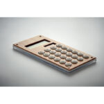 Calculatrice 8 chiffres à  double alimentation (pile et solaire) en ABS avec étui en bambou.  1 Pile bouton (LR1131) incluse.-Bois-8719941052642-6