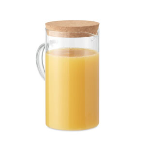 Carafe en verre borosilicate avec couvercle en liège.  Contenance: 1L.-Transparent-8719941053953-3