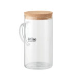 Carafe en verre borosilicate avec couvercle en liège.  Contenance: 1L.-Transparent-8719941053953-5