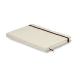Carnet A5 avec 96 pages lignées couverture en toile avec bande élastique et ruban marque page.-Beige-8719941024519-2