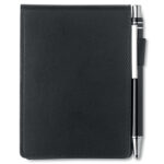 Carnet format A7. 60 pages blanches (70 gr.) incluant stylo bille encre bleue.-Noir-8719941005914