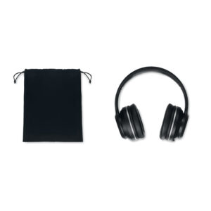 Casque audio sans fil pliable en ABS à  suppression active du bruit (ANC). Batterie rechargeable 500 mAh. Fonction mains libres et micro. Durée d'utilisation env. 10 heures. Câble de charge micro USB. Présenté dans une pochette en PU. Portée: 10 m.-Noir-8719941048928-7