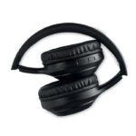 Casque sans fil 5.0 pliable en ABS dans un sac à  cordon en coton de 140 gr/m2. Batterie Li-Pol rechargeable de 200 mAh. Fonction mains libres et microphone intégrés. Durée de lecture d'environ 4 h. Câble de chargement micro USB. Portée de fonctionnement : 10 m.-Noir-8719941054714-3
