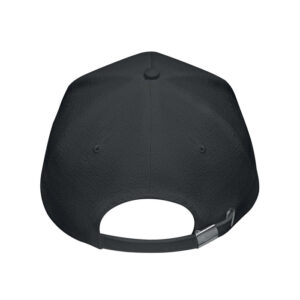 Casquette de baseball 5 pans en tissu 100% chanvre 370 gr/m² avec clip en laiton sur fermeture à  sangle réglable. 5 oeillets surpiqués de couleur assortie. Taille 7 1/4.-Noir-8719941051720-3