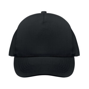 Casquette de baseball à  5 pans en coton organique brossé 250 gr/m² avec fermeture à  boucle arrière réglable en métal. 4 oeillets en métal avec placage de couleur assortie.-Noir-8719941055933-3