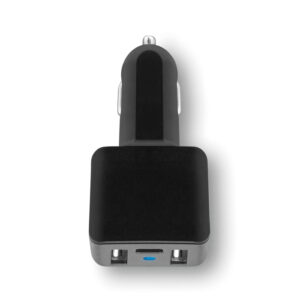 Chargeur de voiture USB en ABS avec 2 hubs et port type C.-Noir-8719941008588-1