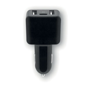 Chargeur de voiture USB en ABS avec 2 hubs et port type C.-Noir-8719941008588-2
