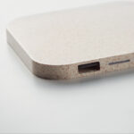 Chargeur sans fil en paille de blé (35%) et ABS (65%) avec hub 2 ports 2.0. Sortie DC5V/1A (5W). Compatible Android
