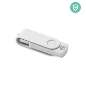 Clé USB antibactérienne de 16 GB avec couvercle métallique de protection. Tournez le couvercle et connectez-vous au port USB pourcommencer à  l'utiliser. ISO 22196.-Blanc-8719941051904