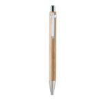 Coffret stylo en bambou dans une boîte en carton. Stylo bille à  encre bleue à  poussoir avec fonction tactile et portemine.-Bois-8719941006003-2