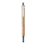 Coffret stylo en bambou dans une boîte en carton. Stylo bille à  encre bleue à  poussoir avec fonction tactile et portemine.-Bois-8719941006003-5