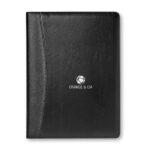 Conférencier A4 en PU avec calculatrice solaire. Stylo bille bleu et bloc notes 20 pages inclus.-Noir-8719941017641-5