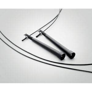 Corde à  sauter (câble en acier avec revêtement en PVC) réglable dans une pochette de 210D RPET.-Noir-8719941052666-6