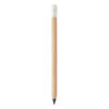 Crayon sans encre longue durée en bambou avec corps en bambou et gomme sur le dessus avec capuchon en papier. Le stylo écrit avec la pointe en alliage métallique.-Bois-8719941056800