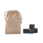 Ensemble de 4 cubes en pierre réutilisables présenté dans une pochette en coton avec cordon