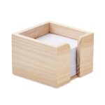 Distributeur de feuillets mémo en bambou. 600 feuilles blanches en 70 gr/m². Taille 9x9 cm.-Bois-8719941056633