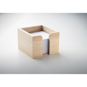 Distributeur de feuillets mémo en bambou. 600 feuilles blanches en 70 gr/m². Taille 9x9 cm.-Bois-8719941056633-6