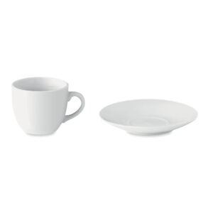 Tasse et sous tasse en porcelaine . Contenance: 80 ml.-Blanc-8719941037557-1