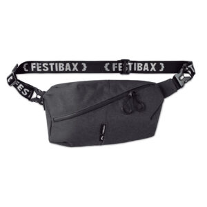 Festibax® Basic. Polyester teint cationique 300D 2 tons avec zip imperméable et lanière amovible et réglable. Comprend un compartiment antivol à  l'avant et à  l'arrière. Le sac Festival-Noir-8719941048546